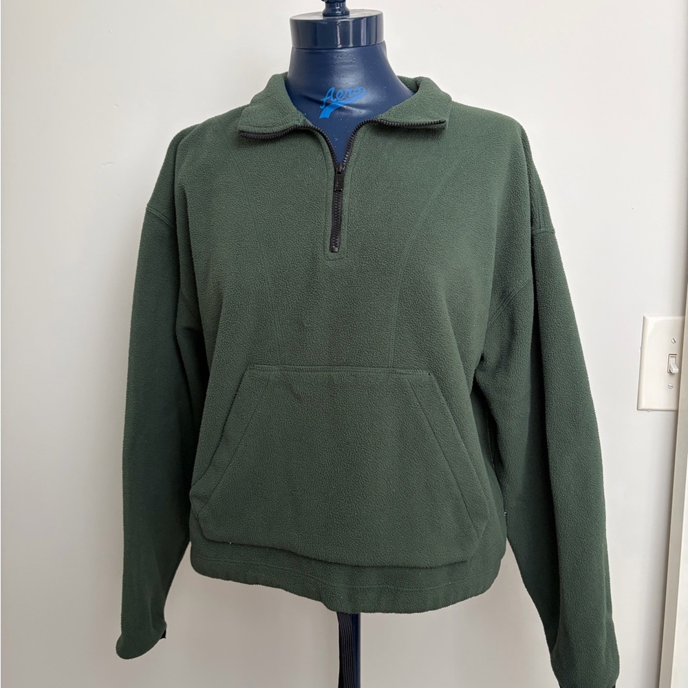 Victoria's Secret "PINK" Women's Dark Green Quarter-Zip Fleece Pullover